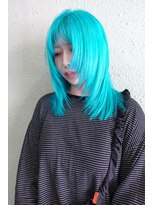 ネルケ 立川(nelke)&nbsp;ターコイズブルーウルフレイヤーシースルーバング立川