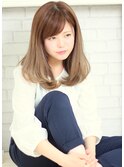 ワンレンスタイル × 毛先グラデーションカラー