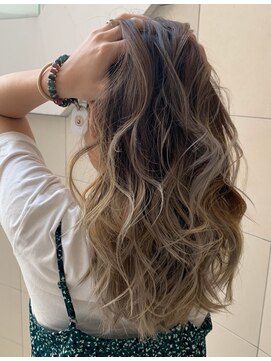 ネオリーブ ジューク 日吉店(Neolive JuQ) サーフ系バレイヤージュアッシュベージュハイライトカラー 日吉