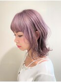 ペールピンクバイオレット　ラベンダーカラー　ミディアムヘア