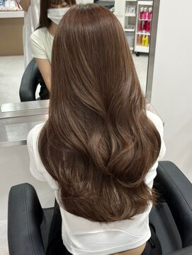 ベレーザシェルト(Beleza scelto) ba1553透明感グレージュカラーロングレイヤーオリーブベージュ