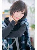 くせ毛風カジュアル☆黒髪フェミニンぶつ切りボブa1