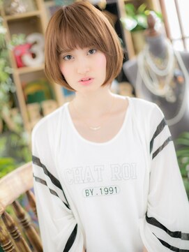 カバーヘア イヴ 戸頭店(COVER HAIR EVE) 斜めバング暖色系カラー前下がり小顔ミニボブh2戸頭20代30代!