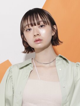 ピークアブー アヴェダ 池袋東武(PEEK-A-BOO AVEDA) デザインカラーの入った切りっぱなしボブ