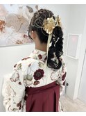 袴着付け+先割れポニー三つ編みヘア【chisato 】