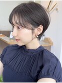 美髪シアーカラーピンクブラウンショートカット切りっぱなしボブ