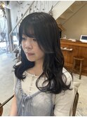ロングウェーブ　暗めオリーブグレージュ