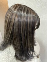 アジールヘア 所沢プロペ通り店(agir hair)&nbsp;ハイライトベージュこなれミディイメチェン前髪ケアブリーチ所沢