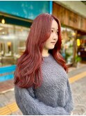 レッドブラウン/小顔顔まわりカット/ブリーチなし/レイヤー