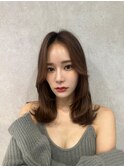 ウェーブミディアムメルティカラーxレイヤーカット韓国　銀座
