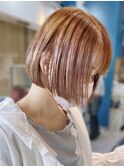 20代30代髪質改善カラーピンクベージュリップラインボブ透け感