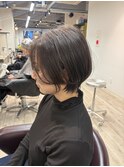 大人ショートボブ丸みショートカットマッシュショート前髪あり