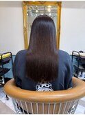 ブリーチなしチェリーブラウン髪質改善縮毛矯正酸性ストレート