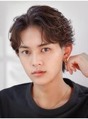 フェザーパーマセンターパートニュアンスパーマ韓国マッシュ黒髪