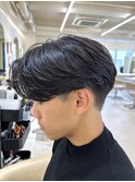 メンズセンターパートウルフセンターパートニュアンスパーマ襟足