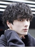 渋谷メンズパーマルーズパーマシャドウパーマッシュウルフゆるめ
