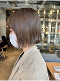 冬の透明感◎きりっぱなしボブ×オリーブアッシュ×外ハネ