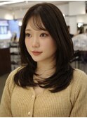 大人レイヤーミディアム顔まわりレイヤー垢抜けヘア
