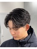 渋谷フェザーショートメンズマッシュウルフセンターパートカット