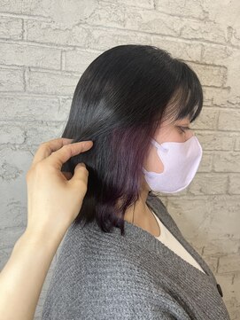 アジールヘア 池袋東口店(agir hair) 20代30代大人可愛い透明感インナカラー赤みパープルボブ　東池袋