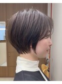 大人くびれショート/前髪あり/アッシュベージュ/30代/40代/50代