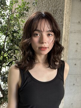 メゾンアクア 表参道(Maison ACQUA) +小顔ミディアムパーマミディアムデジタルパーマボブパーマ黒髪