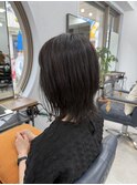 軽めレイヤーミディ×地毛風カラー