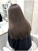 イメチェンピンクベージュ アンブレラカラー前髪
