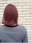 ベビーピンク×切りっぱなしボブ