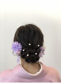 編み込みアップスタイル