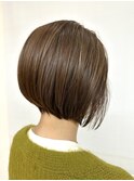 大人かわいい愛されブリーチハイライトひし形ナチュラルボブ艶髪