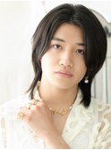 センターパート×黒髪アンニュイなメンズロングウルフB草加