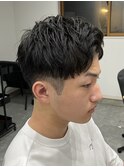 ビジネスショートメンズマッシュツイストパーマツーブロック