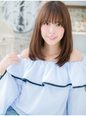 オリーブグレージュ斜めバング小顔ワンカールc5上尾20代30代40代