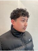 MEN'S HAIRマッシュウルフアッシュブラックカルマパーマ