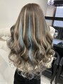 ヘアーデザイン ジェルム(Hair Design germe) grayとlight blue の２色メッシュ