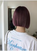 ☆ライラックピンク切りっぱなしミニボブぱっつん
