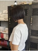 ミニボブ×暗めカラー×切りっぱなし20代30代40代艶感