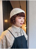 帽子に合わせてミニボブパーマ◯