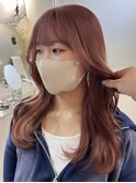 ダブルカラー_ピンクベージュ_透明感カラー_くびれヘア