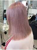 渋谷ピンクベージュカラーペールピンクカラー顔周りレイヤー30代