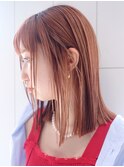 ミルクティーハイトーン前髪カットボブ_ba341022