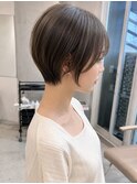 透明感カラー ボブ 前髪 ショート カラー ブリーチ&カラー