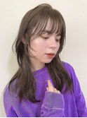 シースルー前髪/フェイスレイヤー/エアリーロング/グレージュ