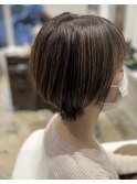 【つくば】白髪ぼかしハイライト×ローライト×大人ショートボブ
