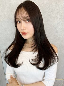 シーシンジュク 新宿南口(Sea shinjuku) ブリーチなしチョコレート色×前髪/顔周りレイヤー韓国ヘア[新宿
