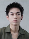 アップバングスパイキーショート短髪パーマツイスト無造作メンズ