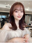 韓国ヘア/小顔/レイヤーカット/前髪あり/20代30代/ネビージュ