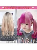ペールピンク×ビビットピンク　パングツートン×エンドカラー☆