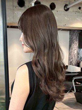 シオン(shion) ロングオリーブベージュ顔周りレイヤーグレージュ_ba562711